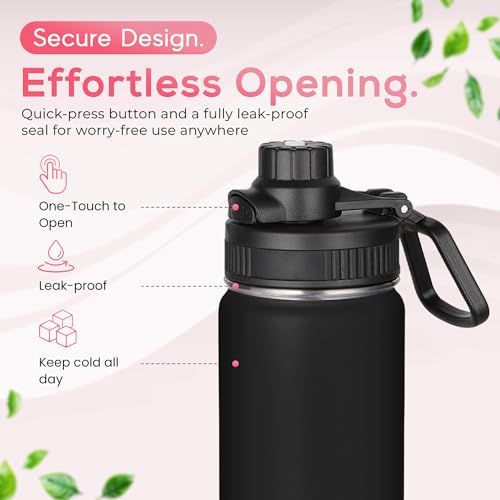 Y TOP 24 oz Insulated Water Bottle Leak Proof Spout Lid Fits in Car Cup Holder