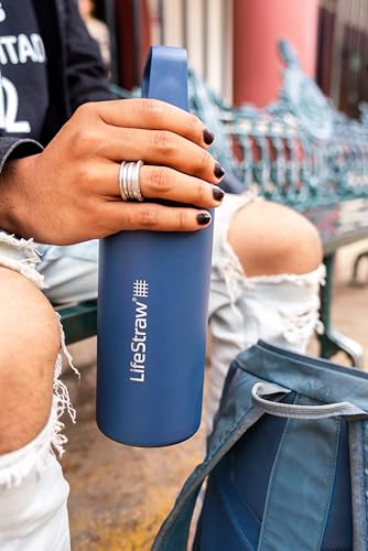 Go Series Insulated Stainless Steel Water Filter Bottle for Travel and Everyday Use Removes Bacteria