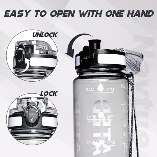 Water Bottle 32 oz Motivational Time Marker Tritan Bottle