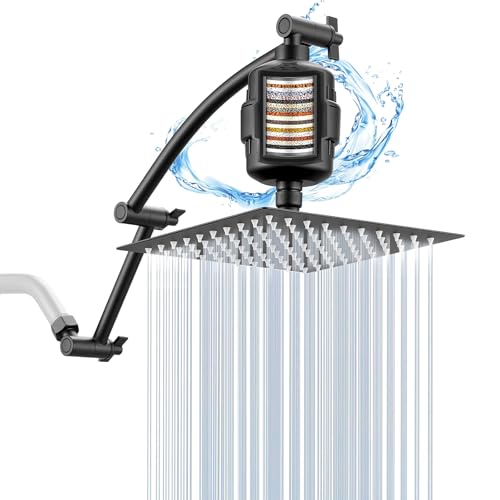 12 Inch Rain Shower Head with 16 Inch Extension Arm for Hard Water