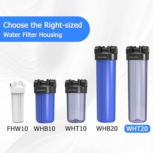 WHT20 Whole House Water Filter Housing Fit 20"x4.5" Sediment etc Filters
