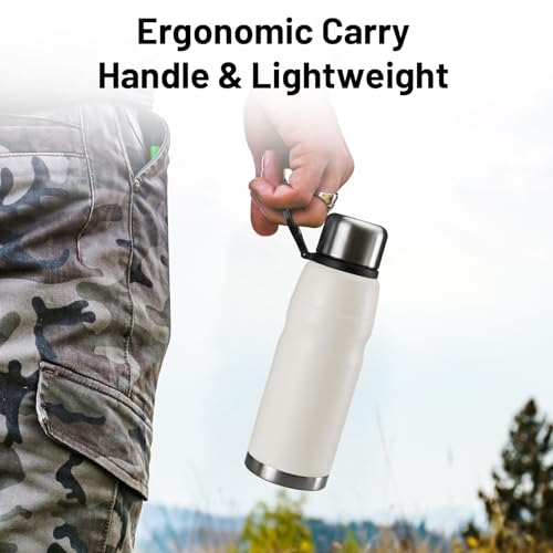 20oz Vacuum Insulated Stainless Steel Thermoses with Foldable Handle & Leakproof Lid