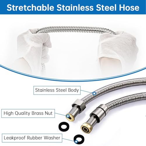 All Metal Handheld Shower Head with Shut Off Valve & Long Hose
