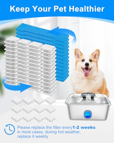 12 Set Dog Water Fountain Filter Fit for SIBAYS Dog Fountain 15L (36 Count)