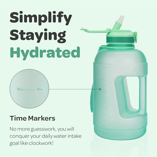 Motivational Water Bottle with Time Marker and Straw Lid 78 oz