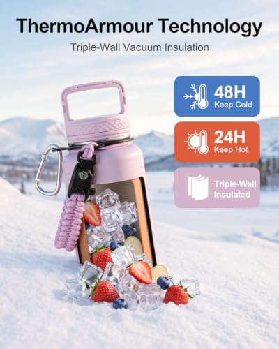 Water Bottle Insulated 40 oz with 3 Lids