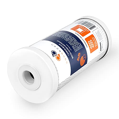 5 Micron 10x4.5 Carbon Block Water Filters Whole House CTO Water Filter Replacement Cartridge Compatible with FXHTC (4 Count)