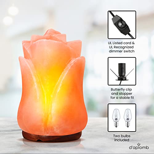 100% Authentic Natural Himalayan Salt Lamp;Hand Carved Flower Rose