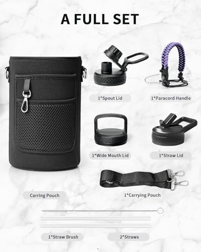 64 oz Water Bottle Stainless Steel with 3 Lids