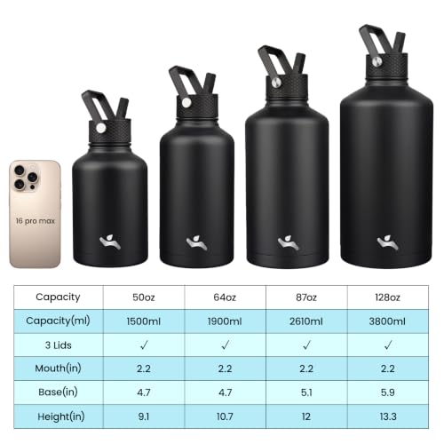 87 oz Insulated Stainless Steel Water Bottle Jug with Handle