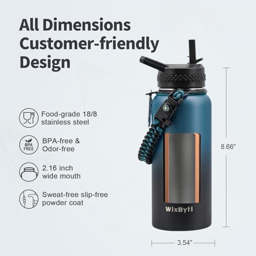 32 oz Insulated Water Bottle with Straw