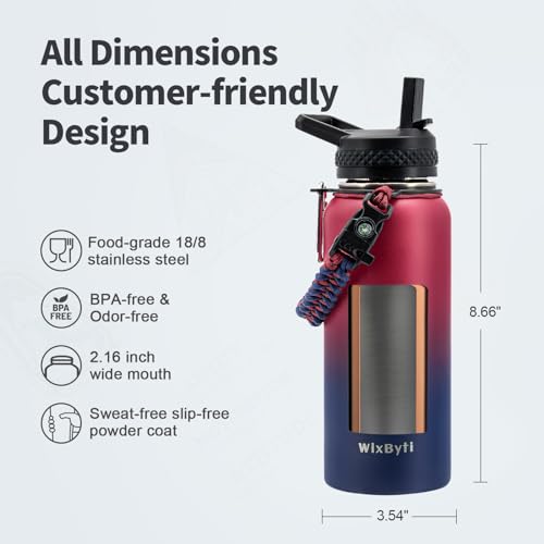 32 oz Insulated Water Bottle with Straw