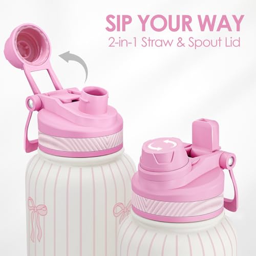 Bow Stainless Steel Water Bottle with Strap 32oz