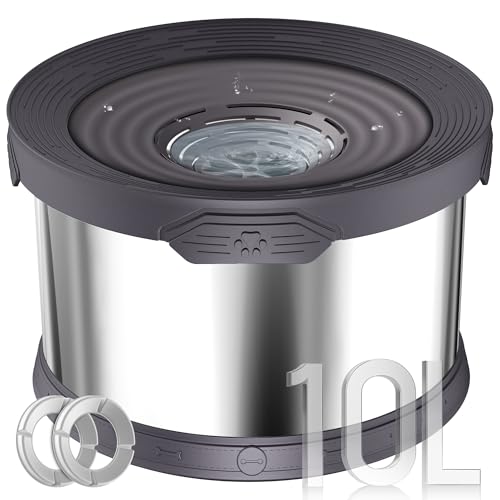 10L Dog Water Bowl No Spill Stainless Steel for Slow Drinking Grey