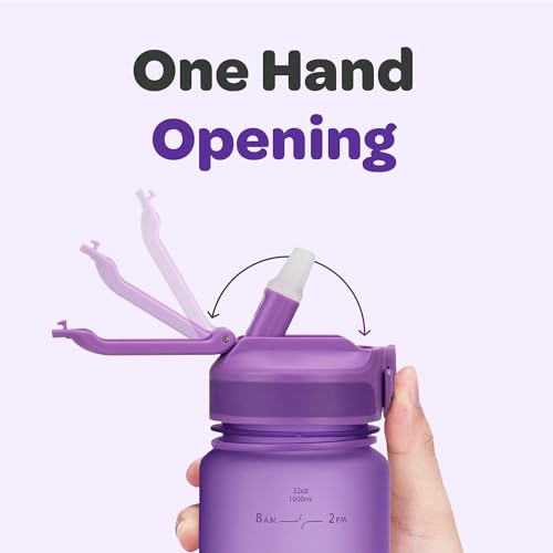 Motivational Water Bottle with Time Marker and Straw Lid 32 oz