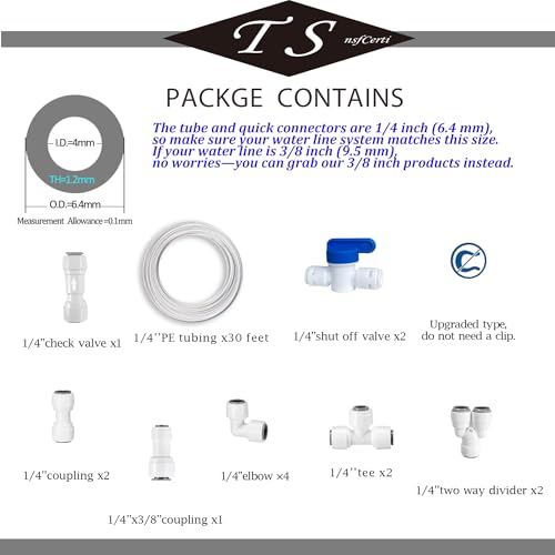 NSF 1 4" inch Water Line Tubing and Push to Connect Fittings for Reverse Osmosis Water Filter RO fittings