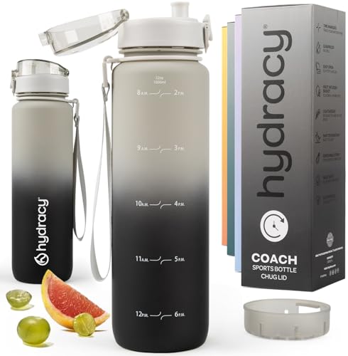 Motivational Water Bottle with Time Marker & Fruit Infuser 32 oz