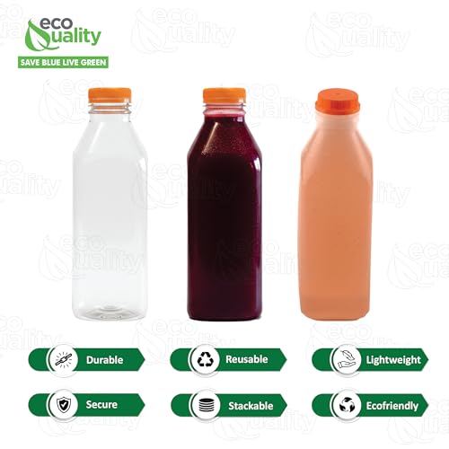 Empty Plastic Juice Bottles with Tamper Evident Caps 32 OZ (20 Count)