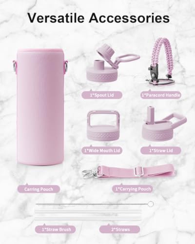 Water Bottle Insulated 40 oz with 3 Lids