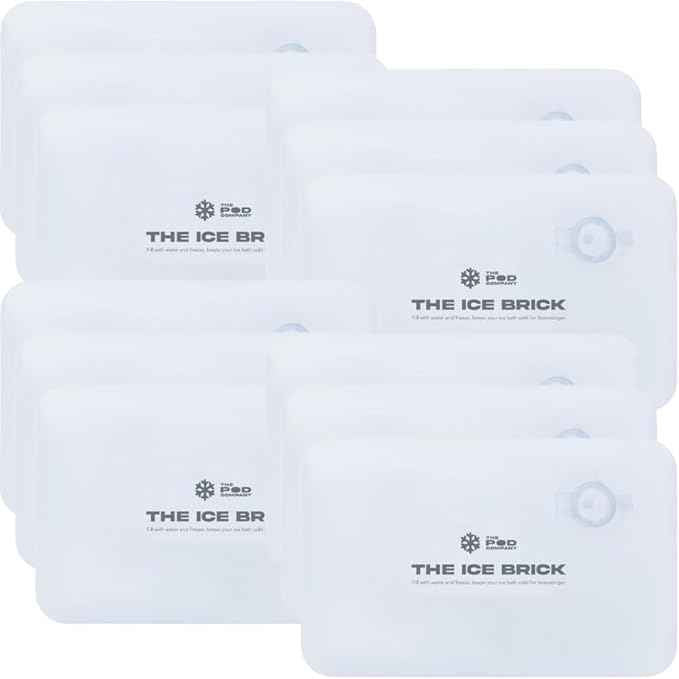 12-Pack Ice Brick, Reusable 3 lb Ice Blocks for Cold Plunge, Long-Lasting Cooling for Colder Water Longer, Durable Refillable Ice Bricks, Fill to 90% Max, The Pod Company