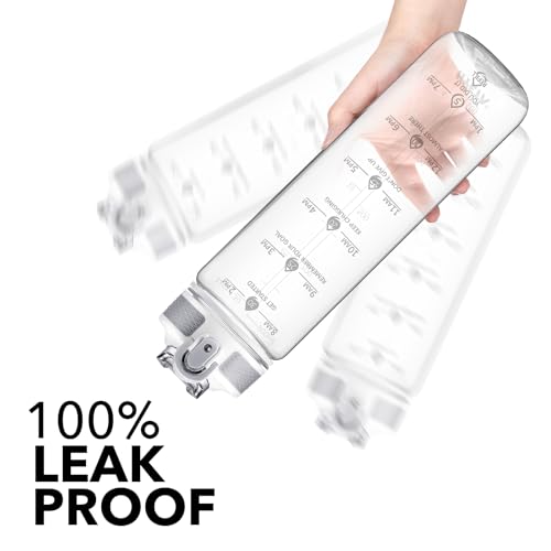 Clear Plastic Water Bottle With Straw & Time Marker