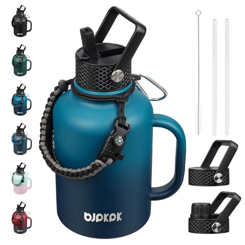 50oz Insulated Water Bottle with Straw Lid Stainless Steel Water Jug