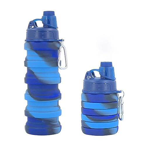 Collapsible Water Bottles Travel Sports Portable Sport Water Bottle comes with mountaineering Buckle 500ml silicone Water