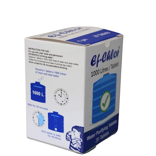 4 gm Overhead & Underground Water Tank Purification Tablets Jar of 20 Tablets for Purifying Water Tanks 1 Tablet for 264 Gallons Water (20 Count)