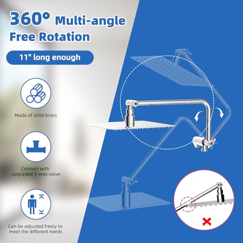 10" Metal Rainfall Shower Head with 10