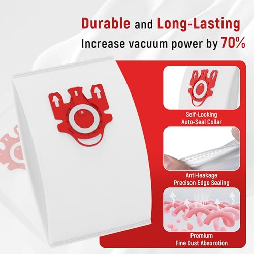 15 Pack 3D Airclean Dust Bags Replacement for Miele FJM Vacuum Compact C2 (15 Count)