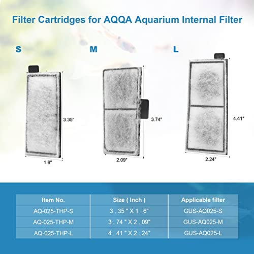 8 Pack Aquarium Replacement Filter Cartridge Fish Tank Filter Cartridge for Aquarium Internal Filter