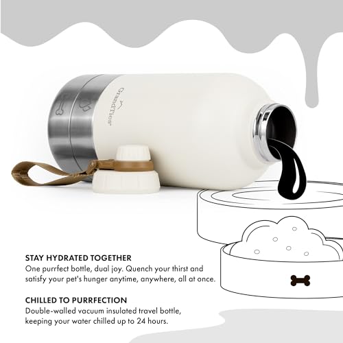Insulated Portable Water Bottle with 2 Detachable Dog Bowl Dispenser