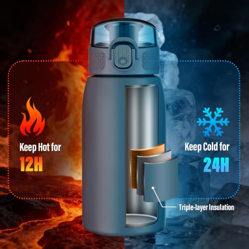 Insulated Water Bottle 12 oz with Dustproof Lid