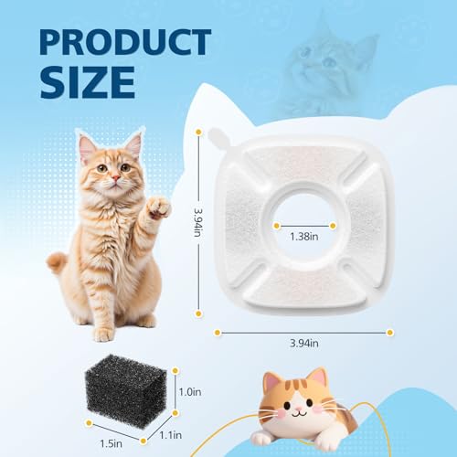 16 Pcs Cat Water Fountain Filters for Veken 95oz 67oz 135oz Pet Fountain (16 Count)