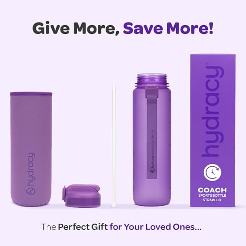 Motivational Water Bottle with Time Marker and Straw Lid 32 oz