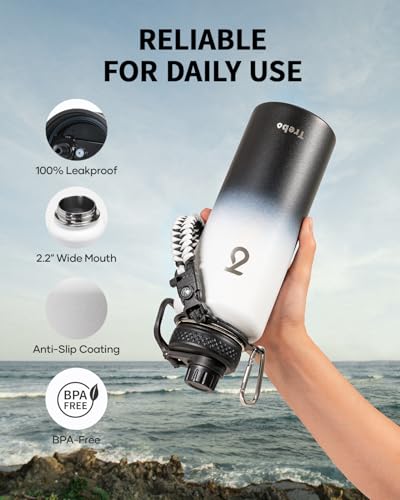 Water Bottle Insulated 40 oz with 3 Lids