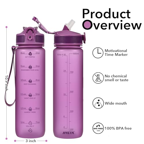 Plastic Water Bottle With Straw & Time Marker