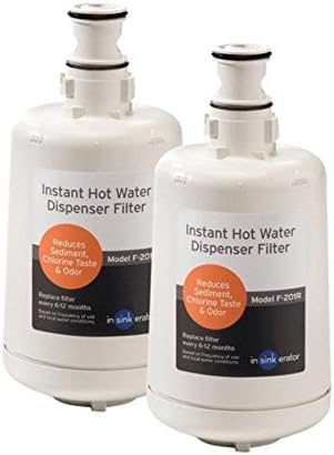 InSinkErator F-GN1100SN Contemporary Instant Hot Water Dispenser Faucet, Satin Nickel & F-201R Replacment Water Filter Cartridges, 2 Count (Pack of 1), White, 2 Pack