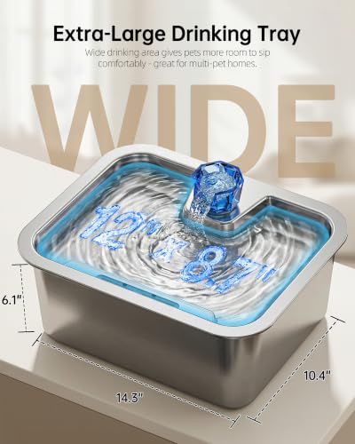 2.56Gal Large Dog Water Fountain Dispenser