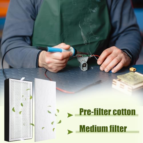 4 Pcs Filter Refills Accessories Includes Medium Filter Replacement with Prefilter Cotton Replacement for Solder Fume Extractor Soldering Smoke Absorber (4 Count)
