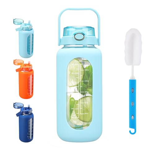 42 oz Glass Water Bottle with 2