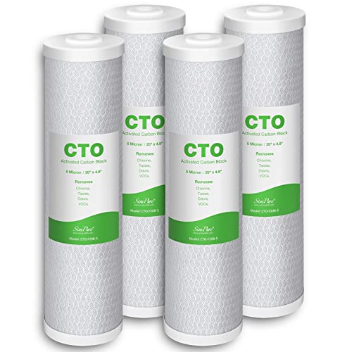 5 Micron 20" x 4.5" CTO Carbon Whole House Water Filter Cartridge (4 Count)