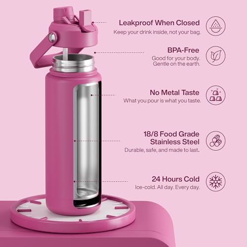Insulated Water Bottle with Straw Stainless Steel Water Bottle