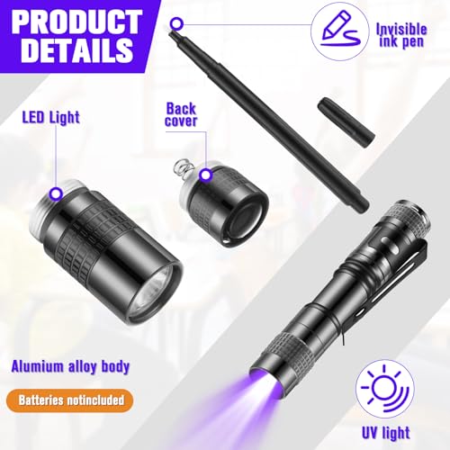 8 Pcs Black Light Markers Set 4 Invisible Ink Pen 4 Mini UV Flashlights Invisible Ink Marker Disappearing Pen for Spy Gadgets Secret Message Gift Party Favors (8 Count)