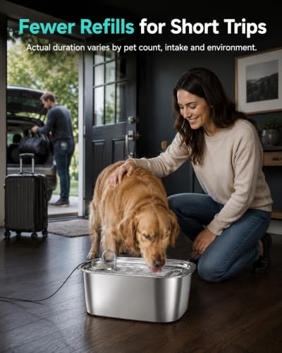 2.06 Gallon Stainless Steel Dog Water Fountain for Large Dogs (399 Ounce)