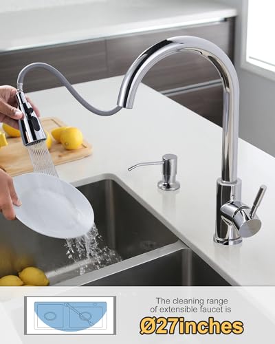 Chrome Kitchen Faucet with Soap Dispenser