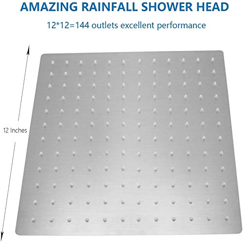 High Pressure Large Stainless Steel Square Rain ShowerHead With Shower Arm Waterfall Full Body Coverage Easy to Clean and Install