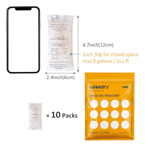 50 Gram [10 Packs] Silica Gel Packets (17.637 Ounce)