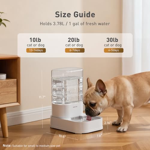 Gravity Dog Water Bowl Dispenser with 6 pcs Filters 1 Gallon (1060 Gram)