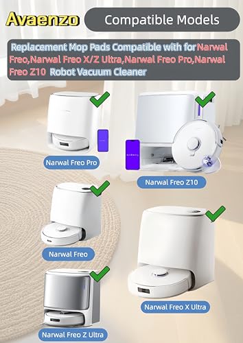 8 Pack Replacement Mop Pads Compatible with Narwal Freo X Z Ultra Z10 Freo Pro J3 J4 YJCC012 YJCC015 Microfiber Resuable Mop Cloth Robot Vacuum Cleaner Accessories (8 Count)